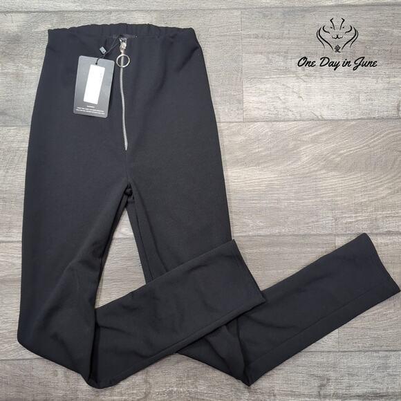 Prettylittlethings Zip Detail Skinny Trouser Pants Size 4 - Picture 1 of 6